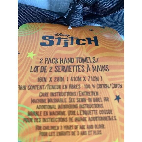 Set Of 2 Disney STITCH Skeleton Costume Halloween Hand Towels Bath 16 X 28” NEW - Picture 4 of 10